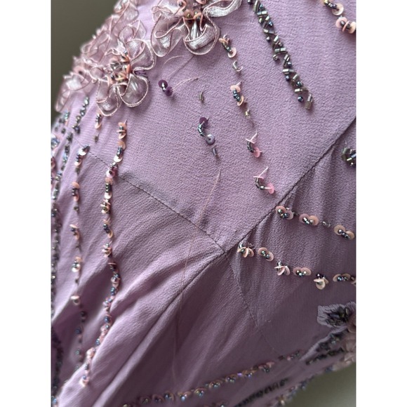 Sue Wong Nocturne Midi Dress Y2K Fairycore Silk Purple Vintage Sz 12 Miley Cyrus - Picture 7 of 16